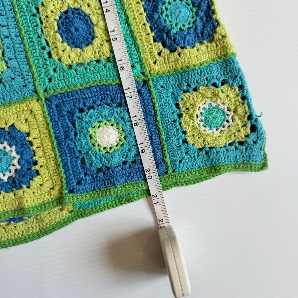 Sigrid Olsen Crochet Tank Top L Granny Square Boho Linen Cotton Cropped Petite - Picture 10 of 12